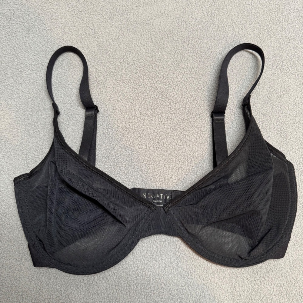 Negative Sieve Demi Bra Sheer Mesh Unlined Black 32DD Minimalist Chic